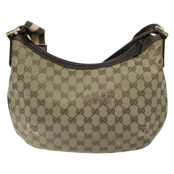 GUCCI GG Canvas Shoulder Bag Beige Gold - Picture 3 of 16